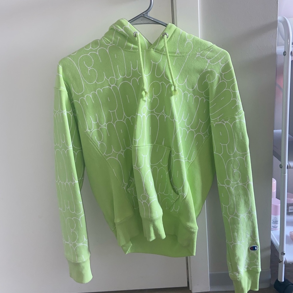 Champion lime green hoodie GREAT condition